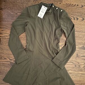 Zara Green Long Sleeve Sheath Dress